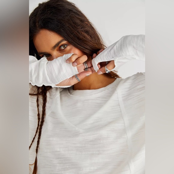 Free People | We The Free Long Beach Tunic Slub Jersey Longline Tee XS off white - Picture 3 of 12